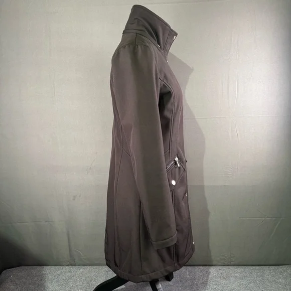 Eliza J Jacket Women’s XS Trench Coat Midi Classic Preppy Fleece Lined Zip Black - Picture 4 of 15